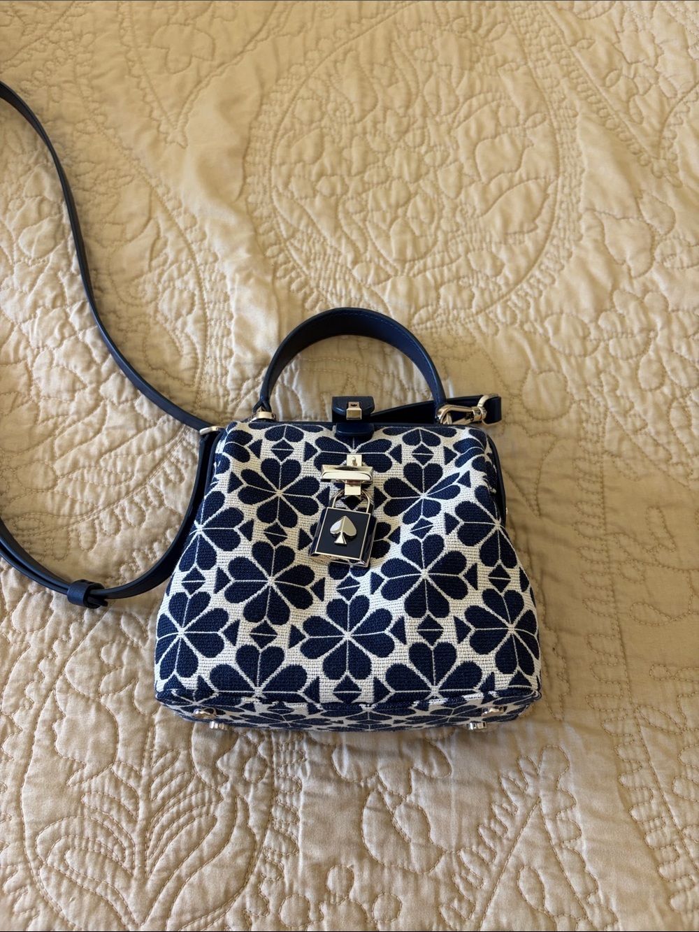 kate spade navy and white floral mini satchel - picture perfect